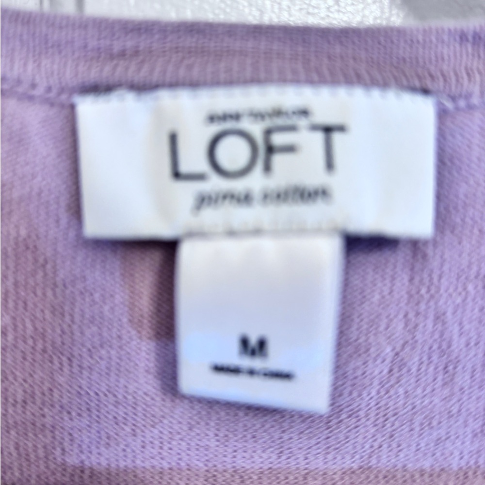 LOFT Lavender Knit Cardigan Snap Down Ruffle Front - Picture 2 of 9
